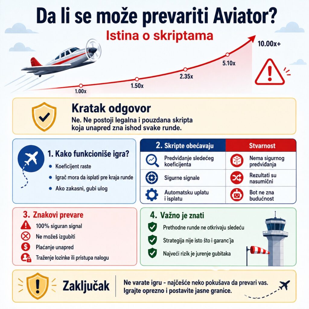 Da li se može prevariti Aviator infografika