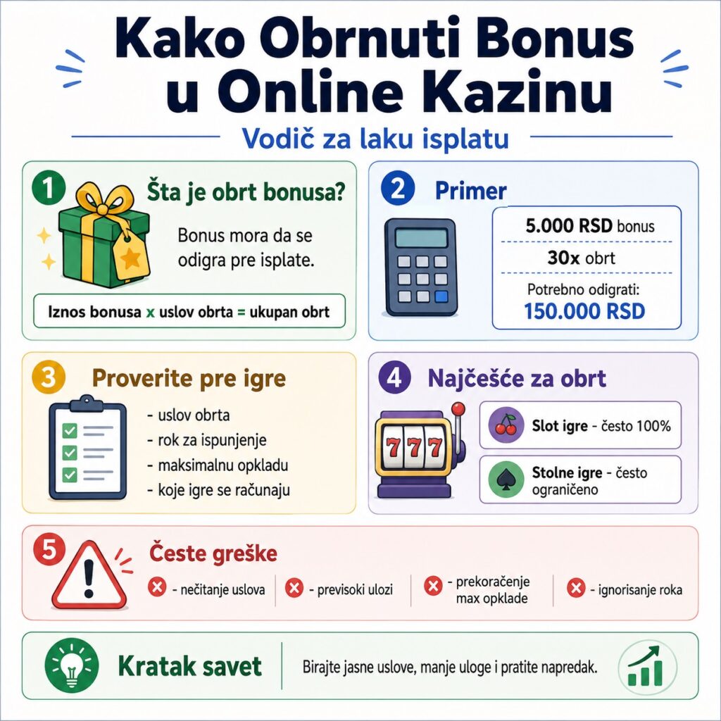 Kako obrnuti bonus u online kazinu infografika