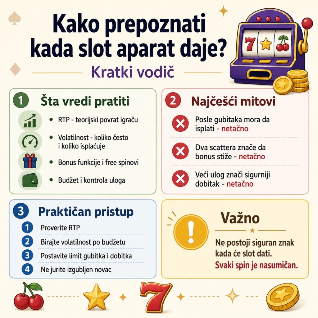 Kako prepoznati kada slot aparat daje infografika