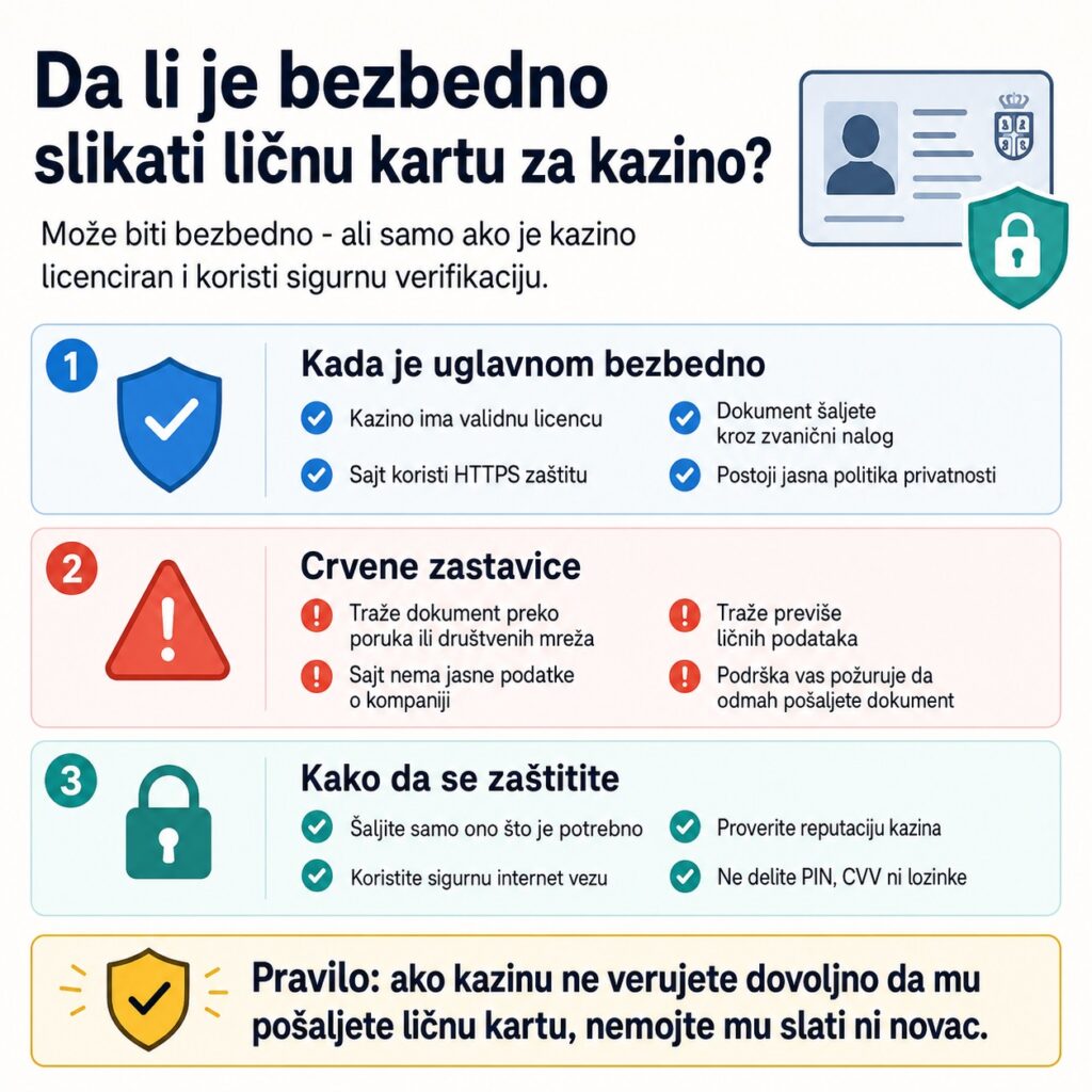 Da li je bezbedno slikati ličnu kartu za kazino infografika