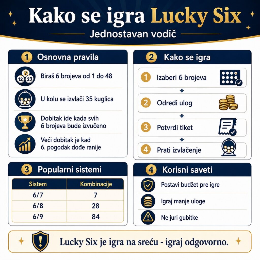 Kako se igra Lucky Six u kazinu infografika