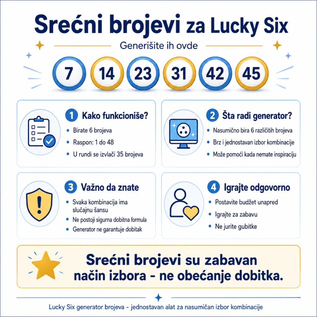Srećni brojevi za Lucky Six infografika